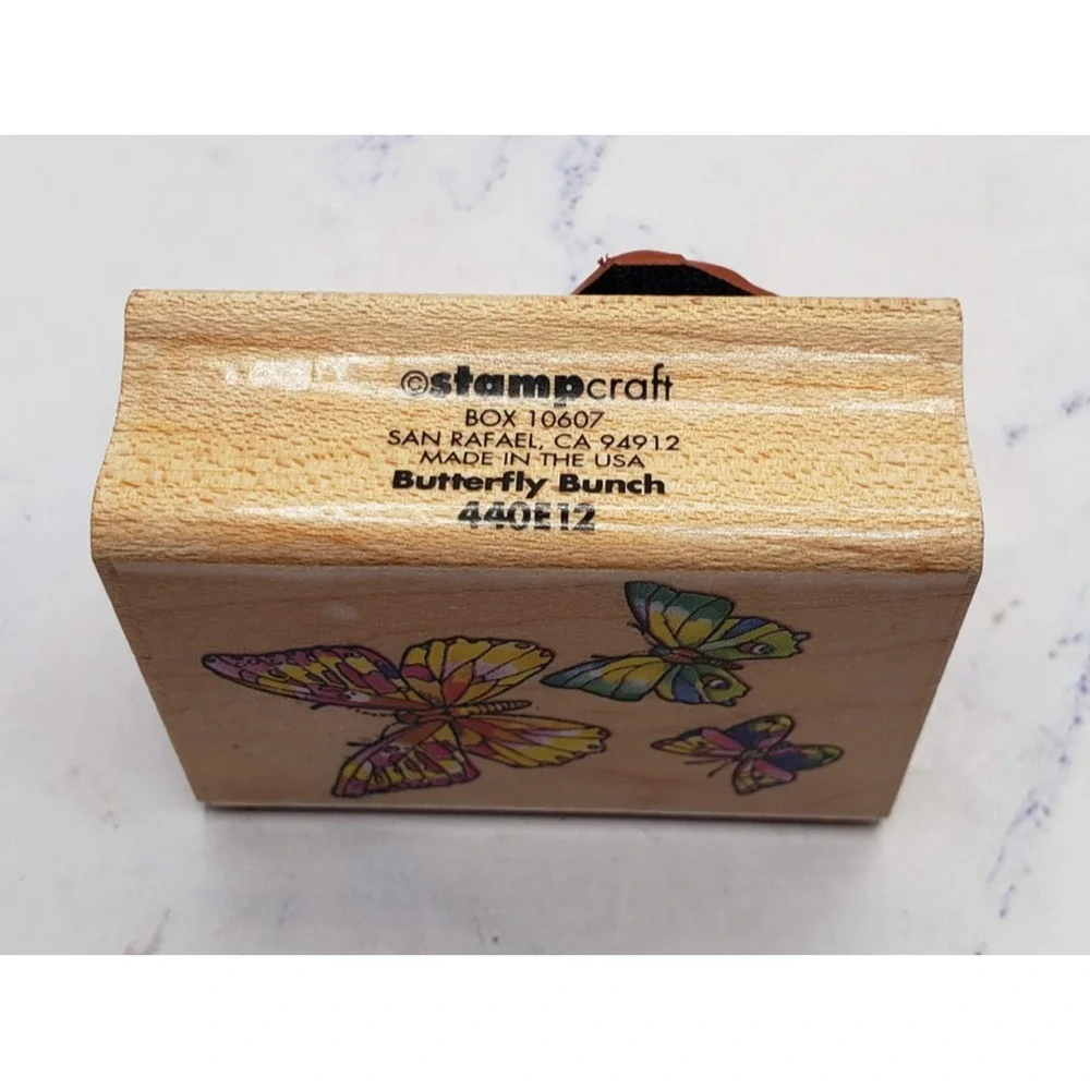 Stampcraft Butterfly Bunch Trio Wood Mounted Rubber Stamp 440E12 Garden Nature